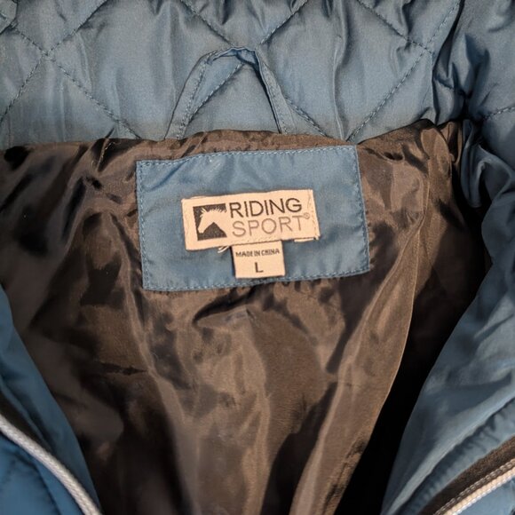 Dover Saddlery Riding Sport quilted puffer jacket, dark teal, Large - Picture 2 of 6